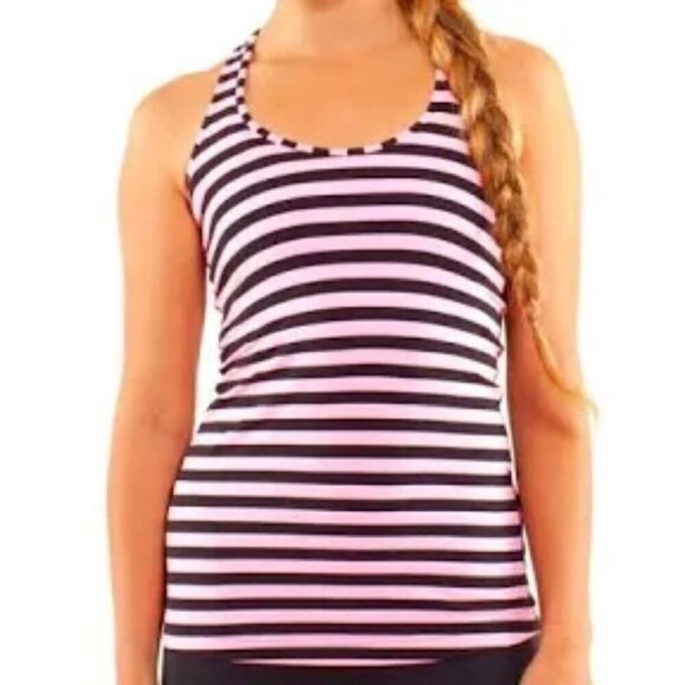 Size 2 Black  Pink Striped Lululemon CRB Tank Top
